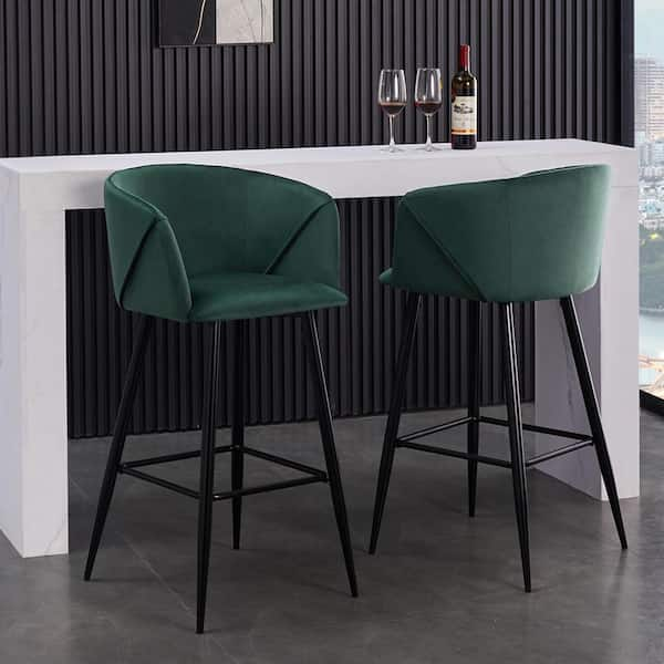 Homy Casa Aldridge 26 in. Green Low Back Metal Frame Counter Stool with ...