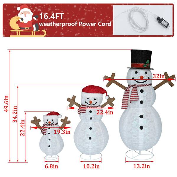 VEIKOUS 4 ft. Snowman Family Outdoor Christmas Holiday Yard