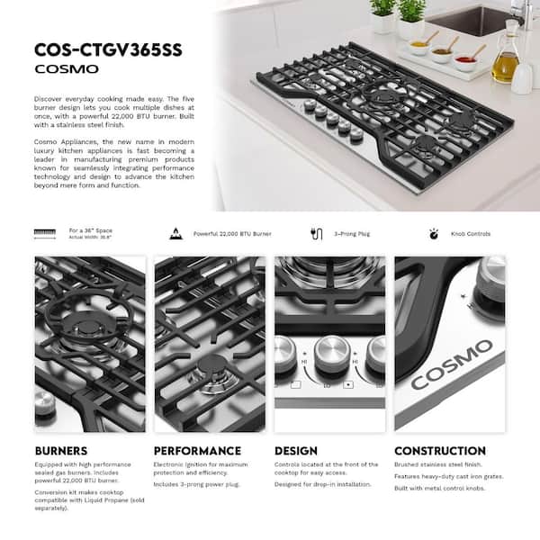 Cosmo 36 in. Vista Collection Drop-in Gas Cooktop with 5 Burners
