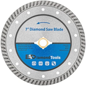 7 in. Turbo Diamond Saw Blades for Concrete or Masonry, 2.5 in. Cutting Depth, Wet or Dry, 7/8 in. to 5/8 in. Arbor