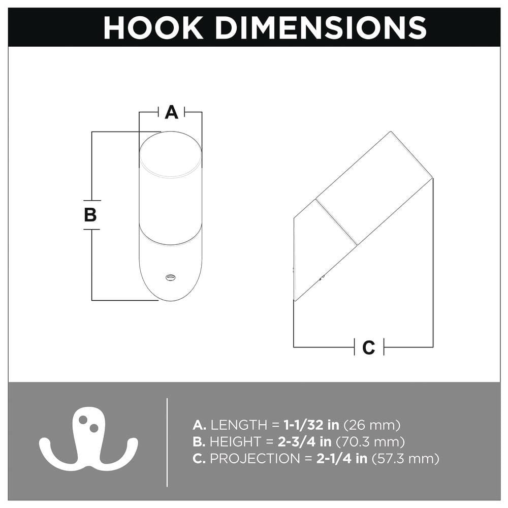 Modern Black and Champagne Bronze Metal Wood Hooks, 5 Pack