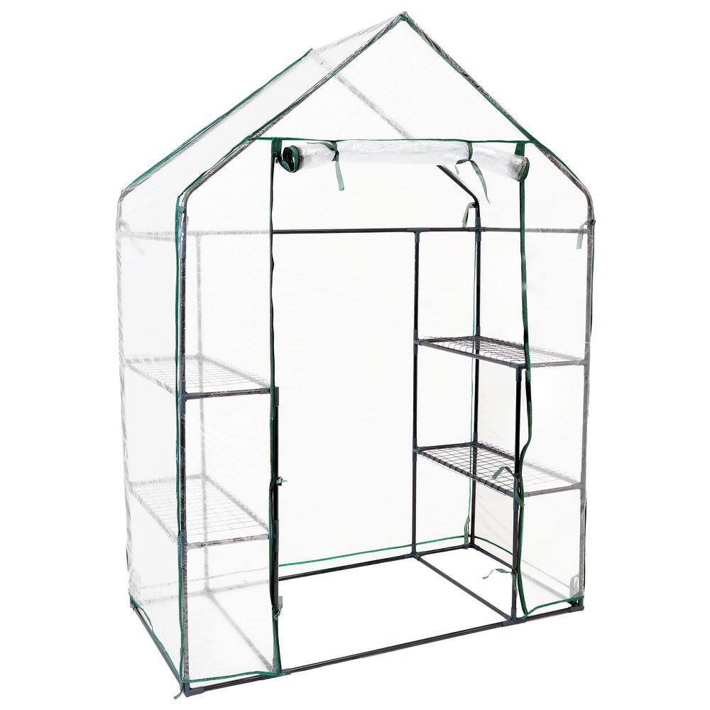 Sunnydaze Decor Sunnydaze ft. x ft. x ft. Clear Outdoors Deluxe  Walk-In Greenhouse with 4-Shelves HGH-840 The Home Depot