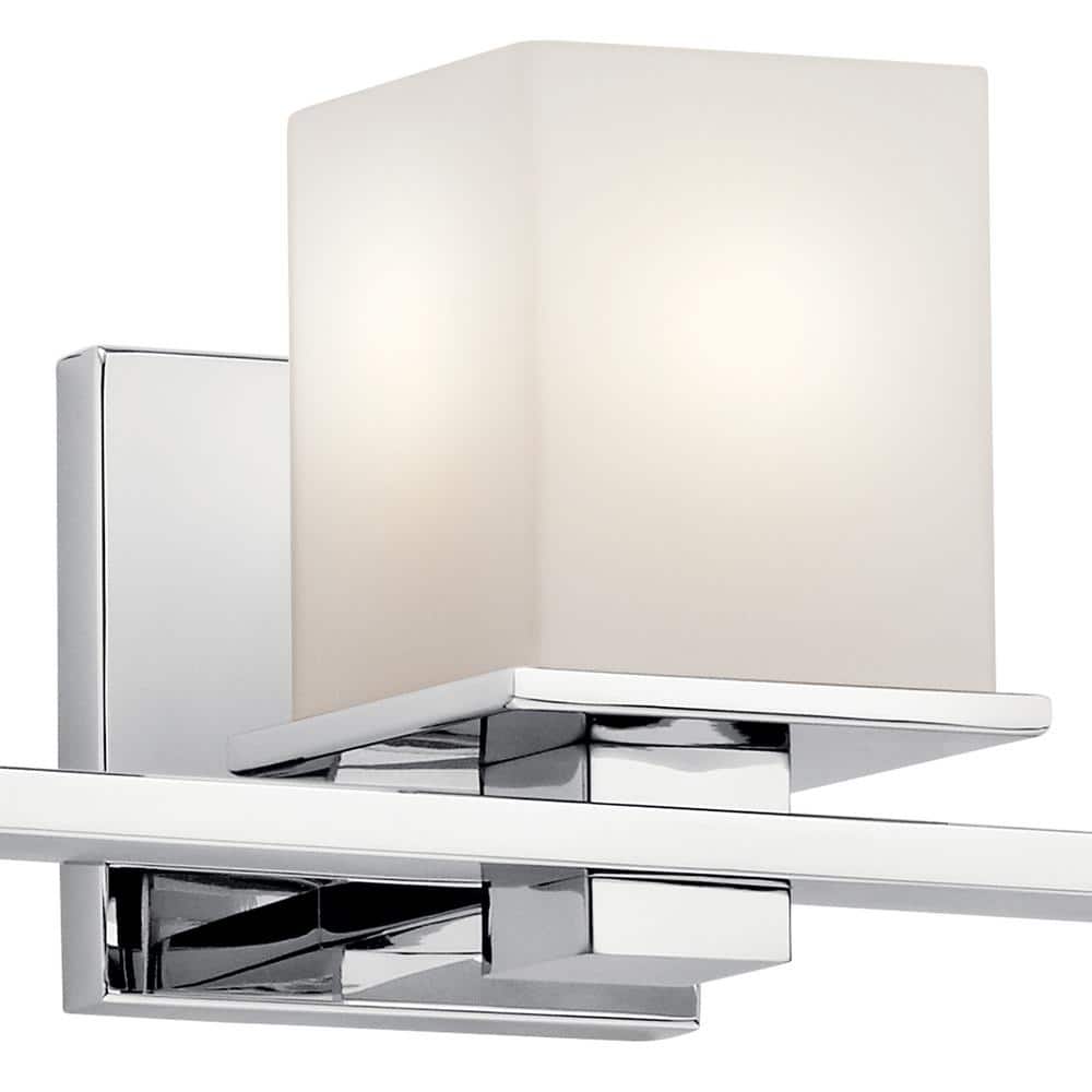 Tully 24" Chrome Vanity Light with White Glass Shades