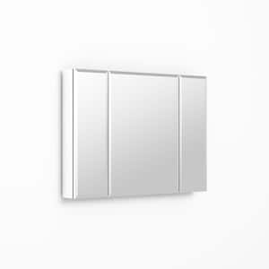 36 in. W x 26 in. H Large Rectangular Silver Aluminum Surface Mount Medicine Cabinet with Mirror Adjustable Shelves