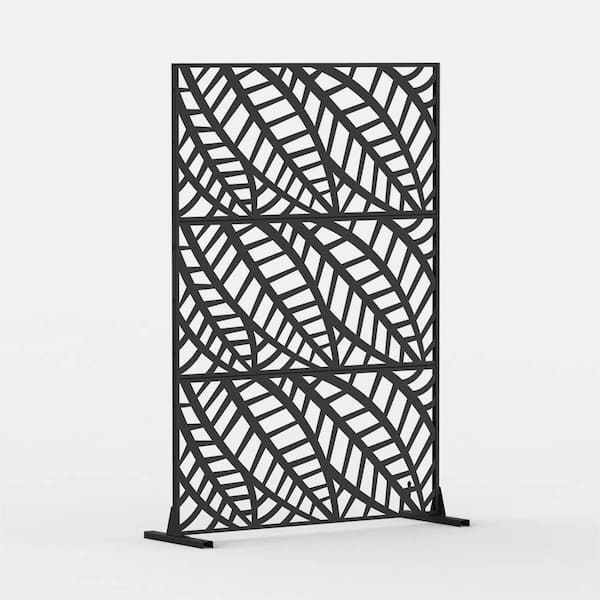 Metal Privacy Screen, Freestanding Outdoor Indoor Divider for Balcony Patio Garden, Leaf-Shaped
