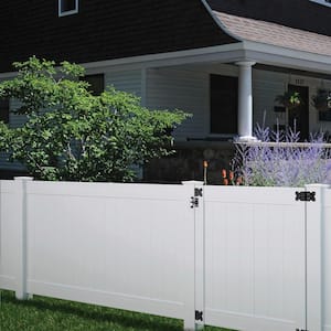 Pro Series 5 in. x 5 in. x 6 ft. White Vinyl Woodbridge Routed End Fence Post
