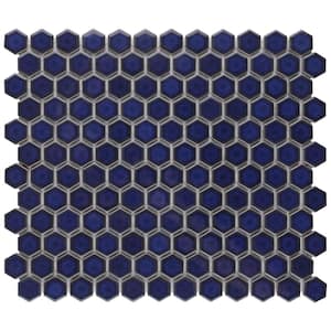 Tribeca 1 in. Hex Glossy Cobalt 10-1/4 in. x 11-7/8 in. Porcelain Mosaic Tile (8.6 sq. ft./Case)