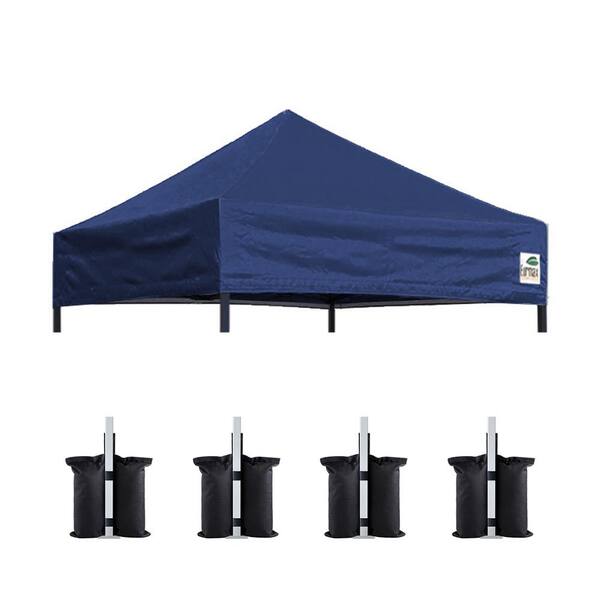 EURMAX USA Pop Up Tent Top Cover Instant Ez Canopy Top Cover ONLY, Bonus 4PC Pack Canopy Weight Bag( 5 ft. x 5 ft. navy blue