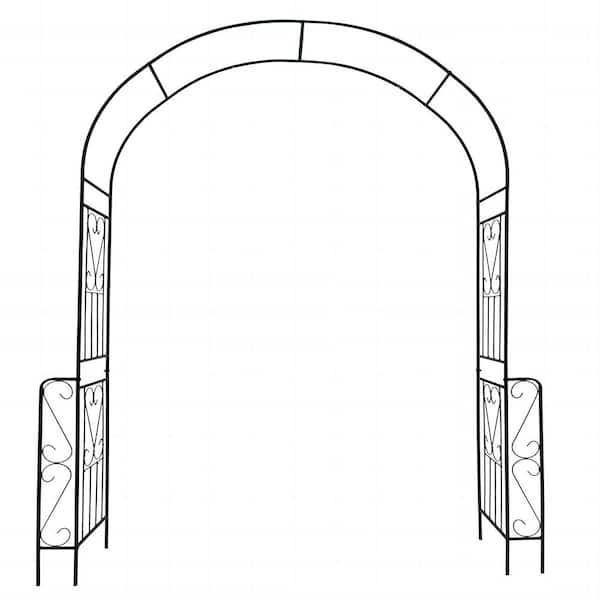 Siavonce Metal Garden Arch W 55 in. x H 94.5 in. Garden Arbor Trellis Climbing Plants Support Rose Arch Outdoor Arch Cream White