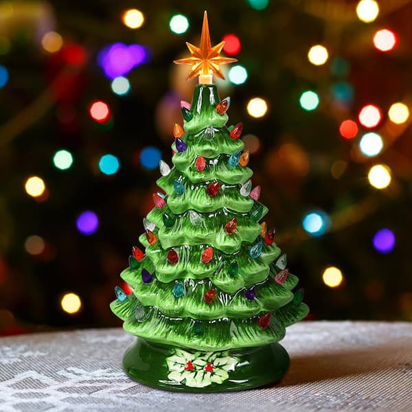 Artificial Ceramic Christmas Tree Light Desktop Xmas Tree Decor