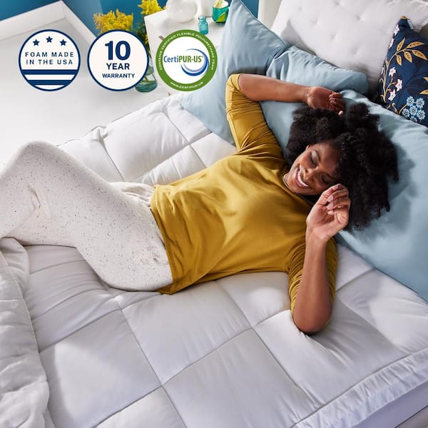 Sleep Innovations Dual Layer 4 in. California King Memory Foam Mattress Topper 2 in. Cooling Gel Memory Foam Plus 2 in. Pillow Top Cover 3073865 The Home Depot