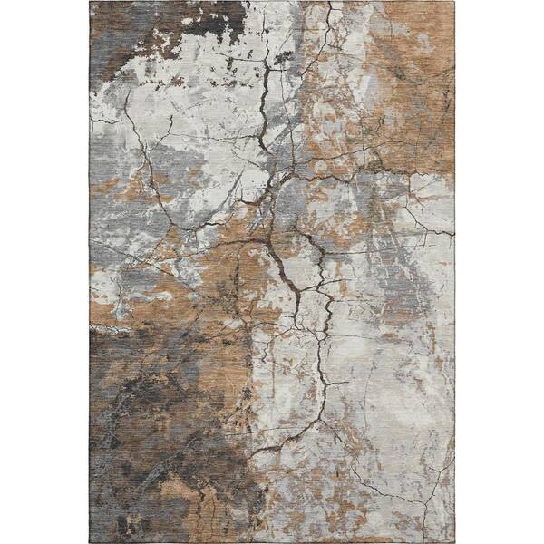 Mayfield Premium Machine Washable Abstract AMF2431 Copper 10 ft. x 14 ft. Area Rug