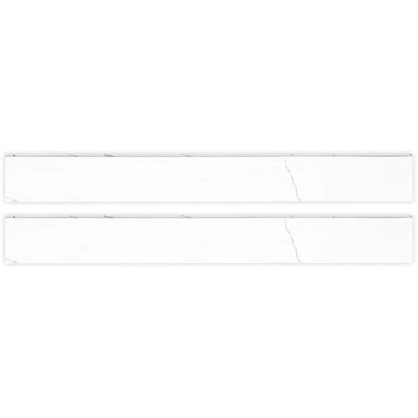Marcella Gray Bullnose 3 in. x 24 in. Polished Porcelain Wall Tile Trim (20 lin. ft./Case)