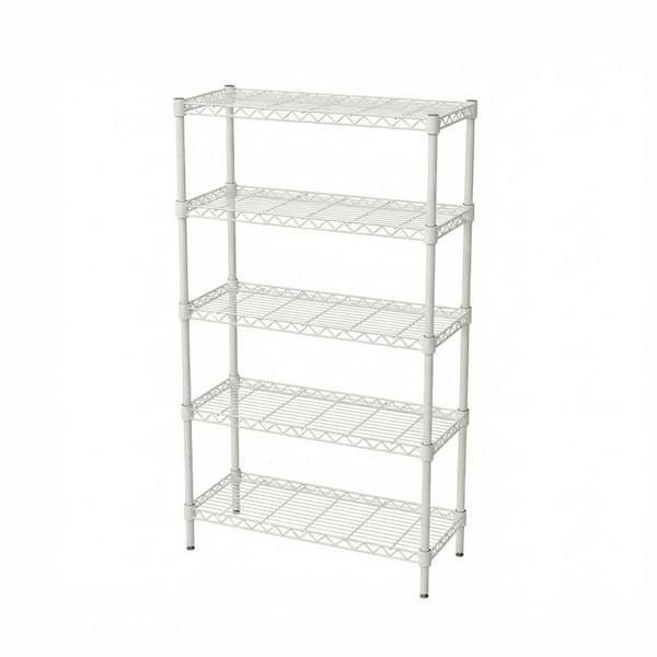 Naomi Metal Wire 5-Tier Adjustable Shelving Unit in White (29.53 in. W x 13.78 in. D x 59.06 in. H)