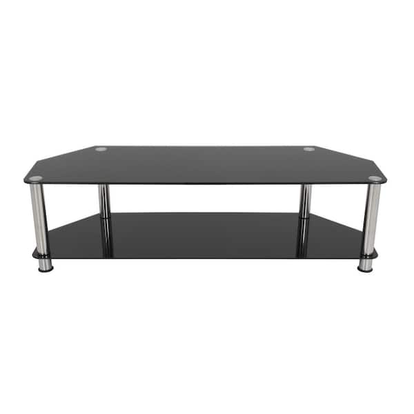 AVF SDC 55 in. Black and Chrome Glass TV Stand Fits TVs Up to 65 in. with Open Storage