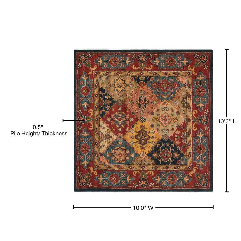 Heritage Red and Multi Wool 10' x 10' Square Rug
