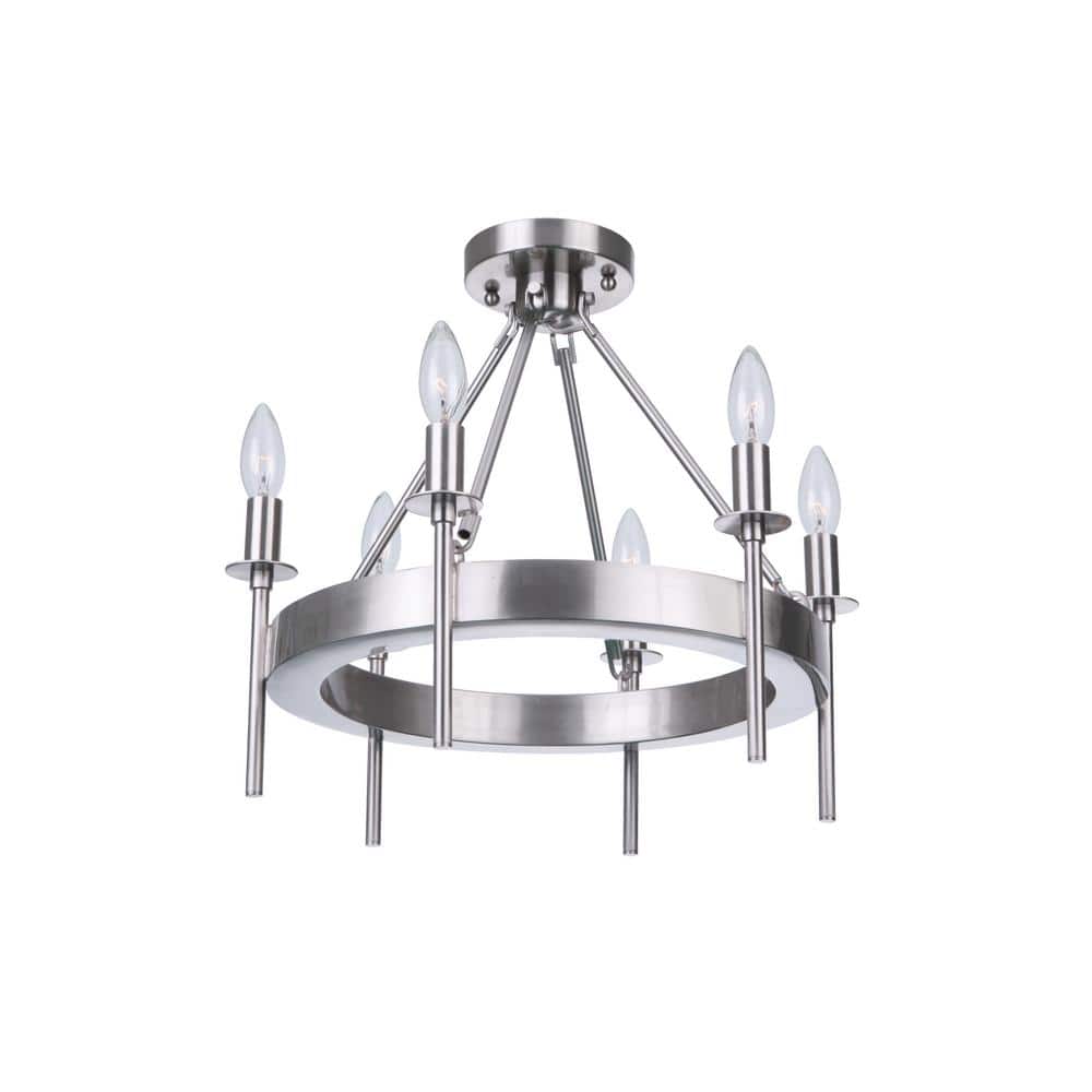 Larrson 17.75 in. 6-Light Brushed Nickel Finish Transitional Semi Flush Mount Ceiling Light with No Bulbs Included price history on PriceWatchPro