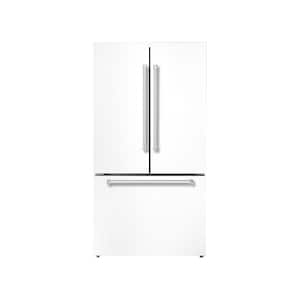 36 in. French Door Refrigerator, 20.3 Total cu. ft., Freezer, Ice Maker, White with Bold Chrome Trim