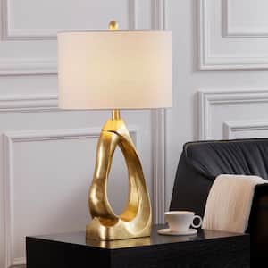 26.5 in. Modern Distressed Gold Table Lamp with Fabric Lamp Shade