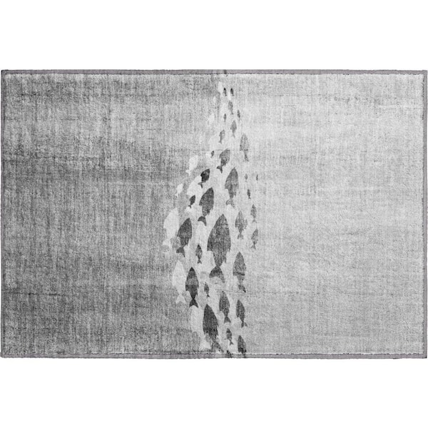 Mayfield Premium Machine Washable Indoor/Outdoor Geometric AMF627 Gray 1 ft. 8 in. x 2 ft. 6 in. Area Rug