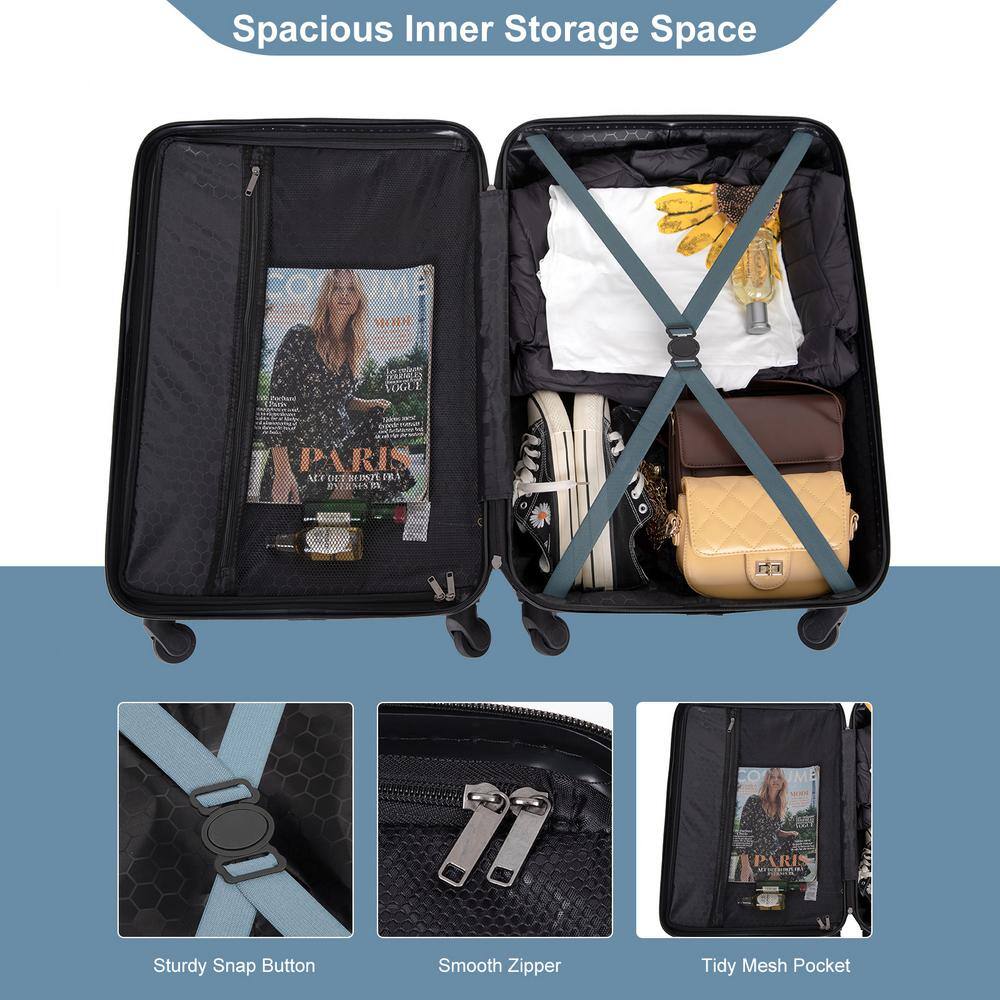 Blue 3-Piece Hardshell Spinner Luggage Set with TSA Locks