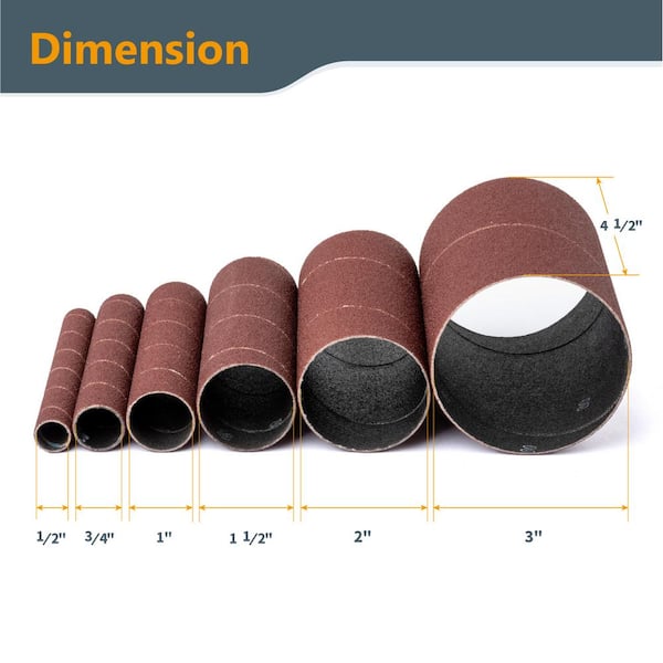 Uxcell 1 Inch X 1 Inch Sanding Sleeves – 180 Grit, 10-Pack, Aluminum Oxide, Cylindrical Drum For Grinders & Rotary Tools