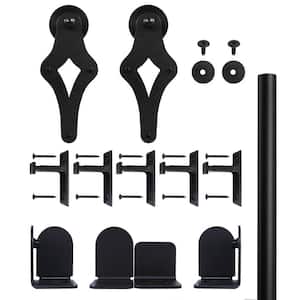 72 in. Palm-Leis Black Sliding Barn Door Round Track and Hardware Kit
