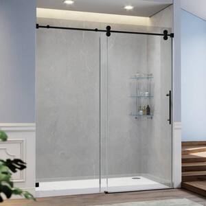 Modern Shower Stall Frosted Single Sliding Shower Stall in White