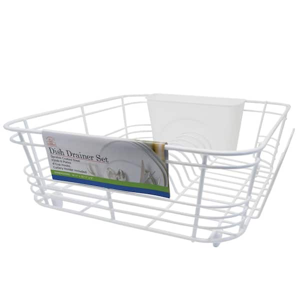 White 2-Piece Dish Rack Drainer