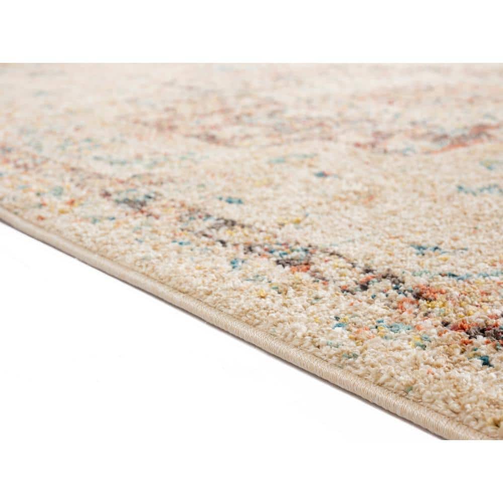 Bone and Ivory Synthetic Rectangular Tufted Area Rug, 2' x 3'