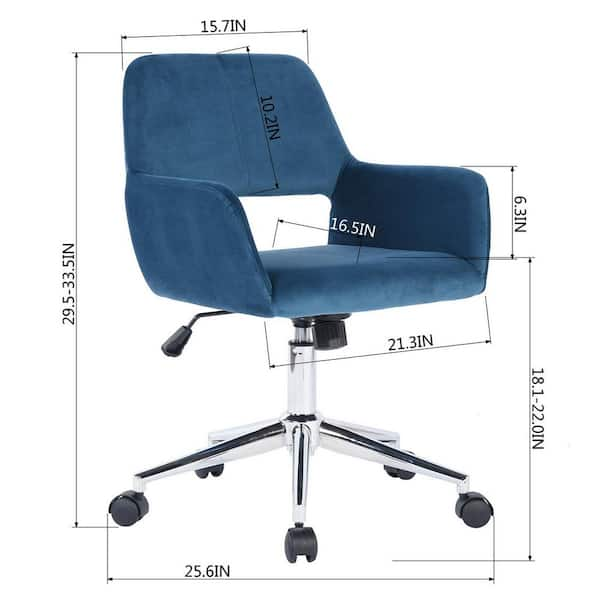 Homy Casa Ross Blue Velvet Upholstered Task Chair with Adjustable