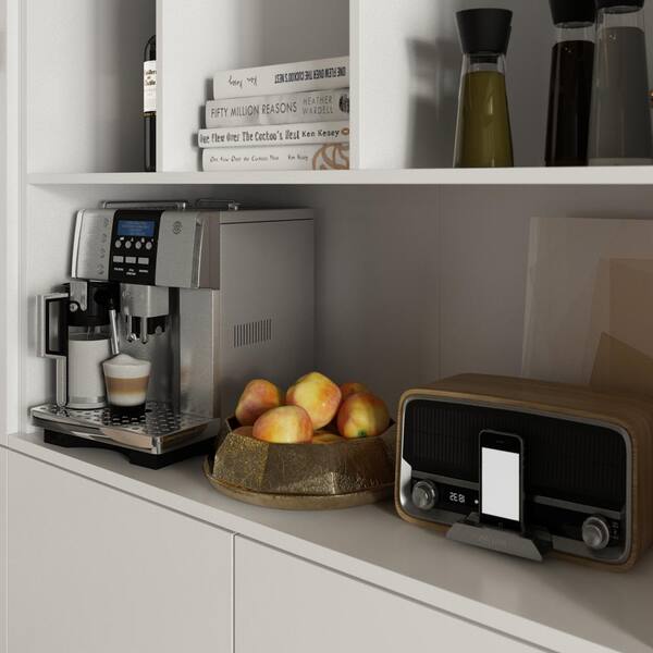 FUFU&GAGA 15.8 in. W x 11.5 in. D x 70.9 in H White Wood Quick Assemble Base Kitchen Cabinet with 2 Doors