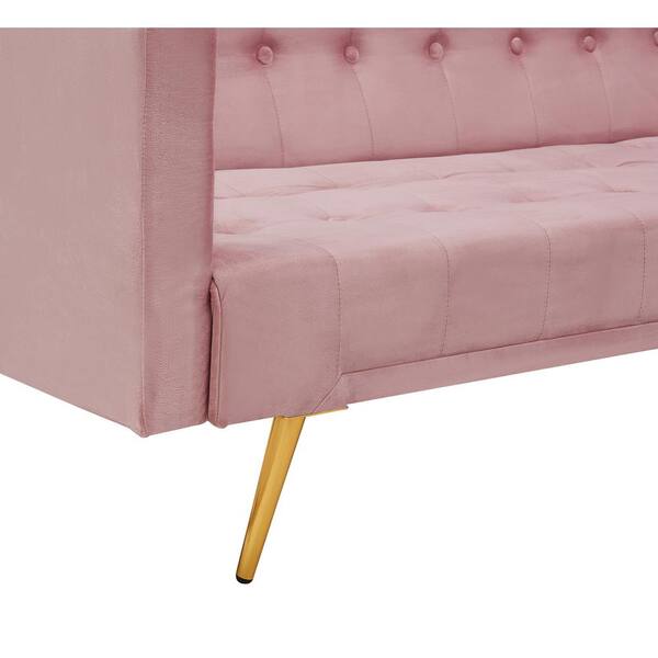 Eer Pink Velvet Upholstered Modern, Your Zone Vertical Tufted Upholstered Sofa Bed Pink