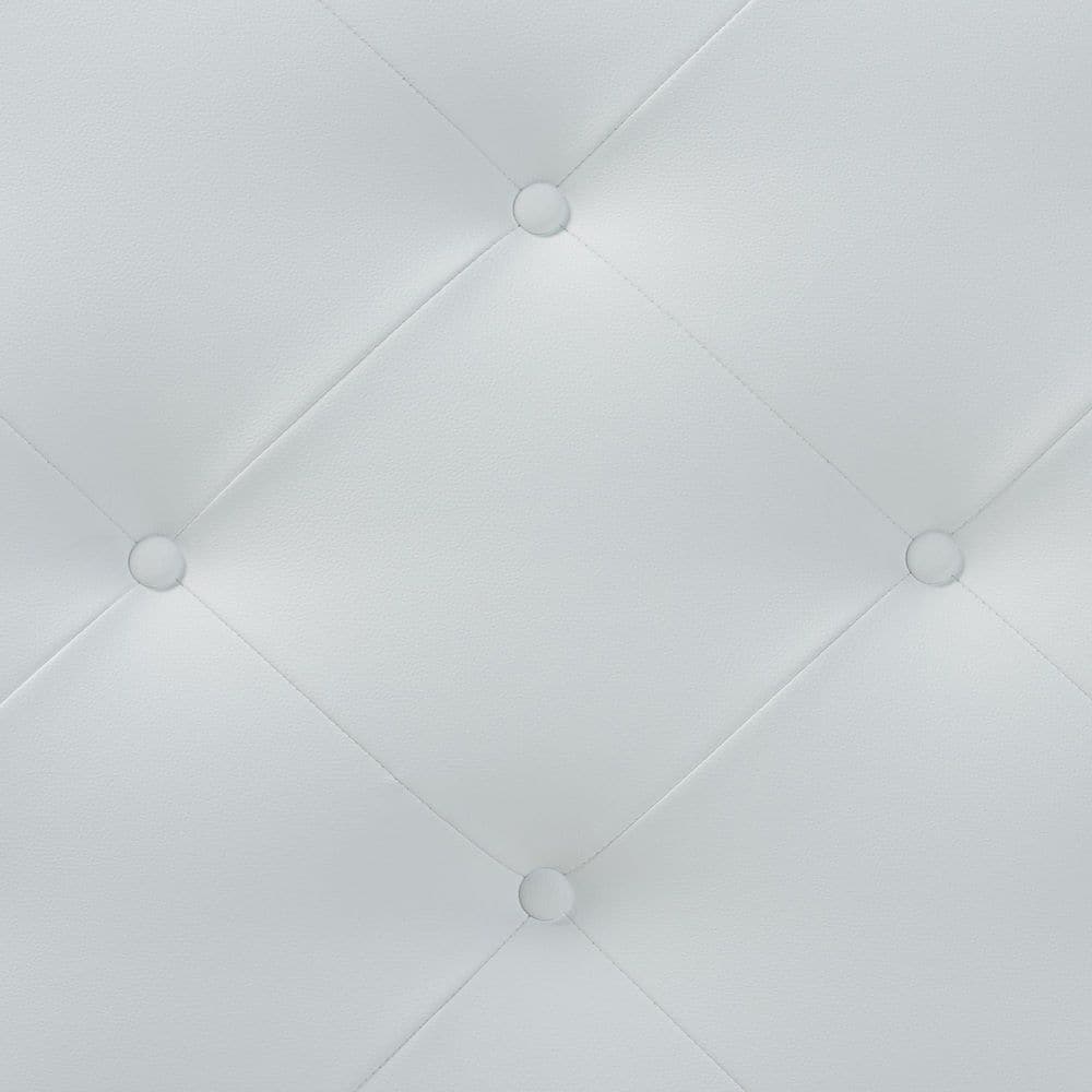 Full White Faux Leather Tufted Upholstered Headboard