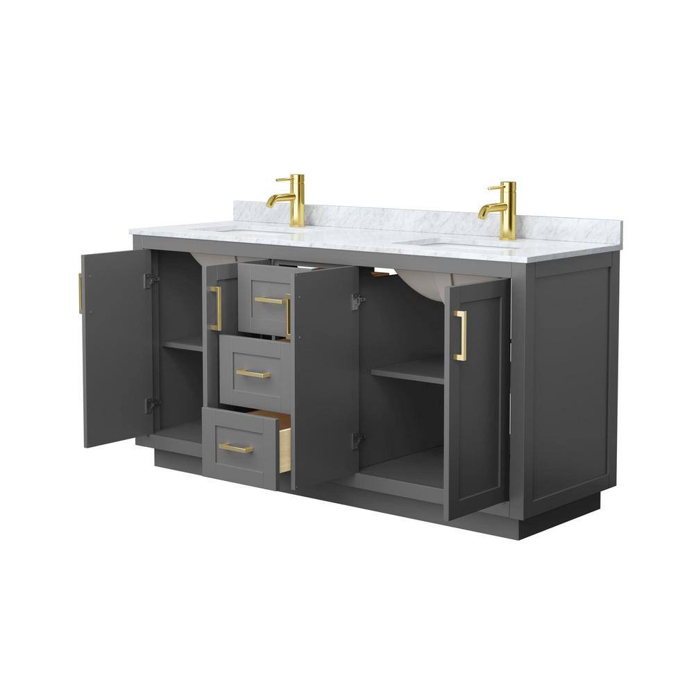 Miranda 66" Dark Gray and Gold Double Bathroom Vanity