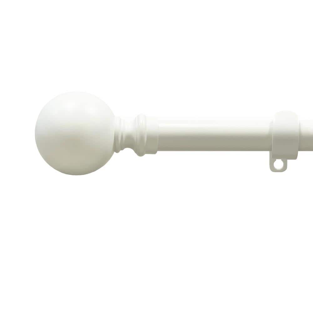 Antique White Adjustable Decorative Rod with Finials, 28-48 Inches
