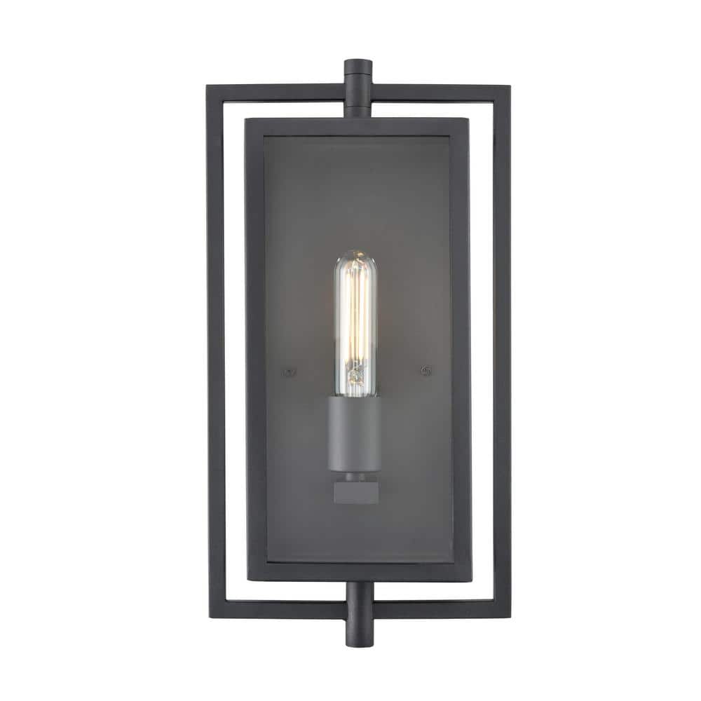 Rankin 15.7 in. 1-Light Textured Black Transitional Outdoor Hardwired Wall Sconce with Clear Glass price history on PriceWatchPro