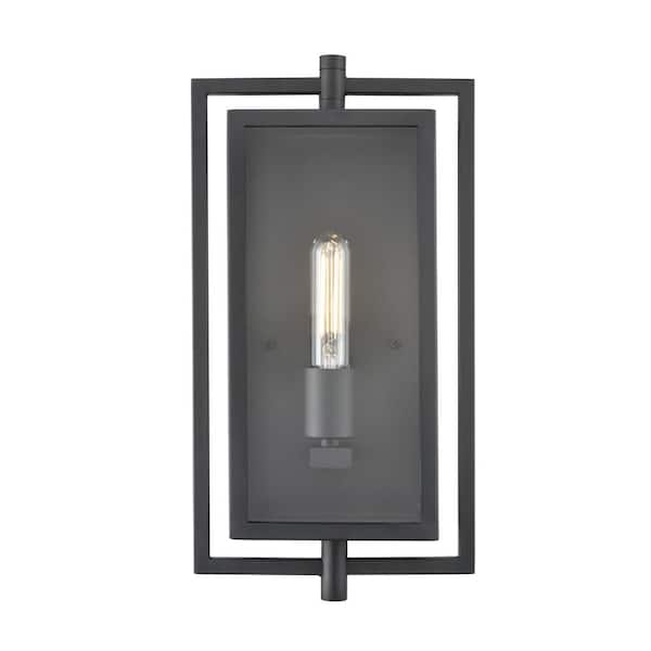 Millennium Lighting Rankin 15.7 in. 1-Light Textured Black Transitional Outdoor Hardwired Wall Sconce with Clear Glass