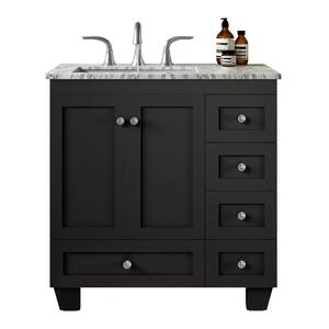 Acclaim 30 in. W x 22 in. D x 34 in. H Bathroom Vanity in Espresso with Carrara Marble Vanity Top with White Sink