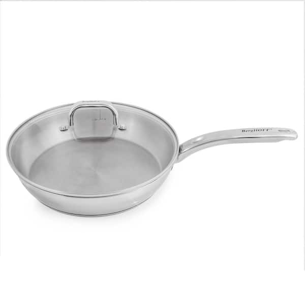 Belly Shape 10.5 in. 18/10 Stainless Steel Skillet Glass Lid 2.5 Qt.