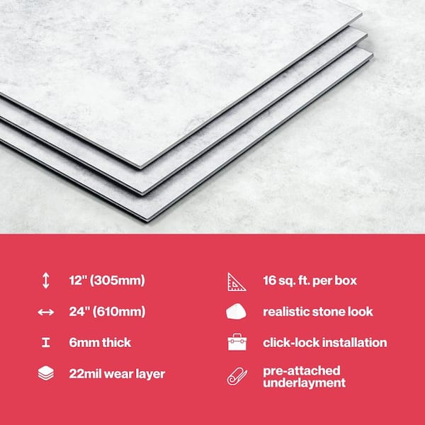 Lucida USA Topaz Blue Stone Look 22-mil x 12-in W x 24-in L Waterproof Interlocking Luxury Vinyl Tile Flooring (16-sq ft/ Carton)