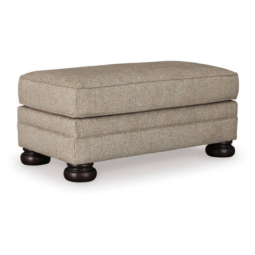 Chenille Oatmeal Plush Ottoman 42"W x 24"D - Earthy Elegance