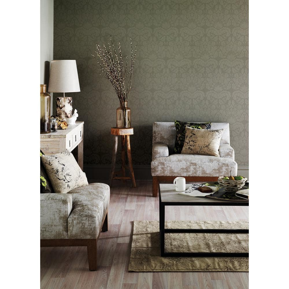 White Embossed Non-Woven Damask Wallpaper Roll