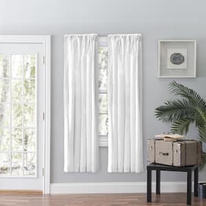 Eva Candlewick White Floral Polyester/Cotton Rod Pocket Light Filtering Curtains with Tiebacks - 100 in. W x 63 in. L