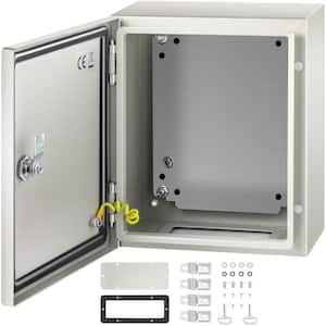 Steel Electrical Enclosure 12 in. x 10 in. x 6 in. Reinforced Lock and Hinge Electrical Box with Mounting Plate, Gray