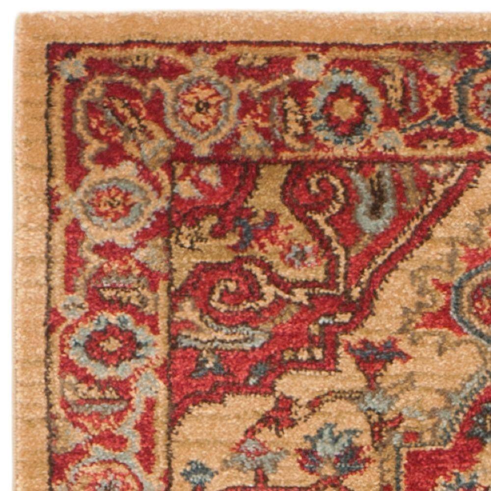 Red and Beige Synthetic 14 ft. Runner Rug