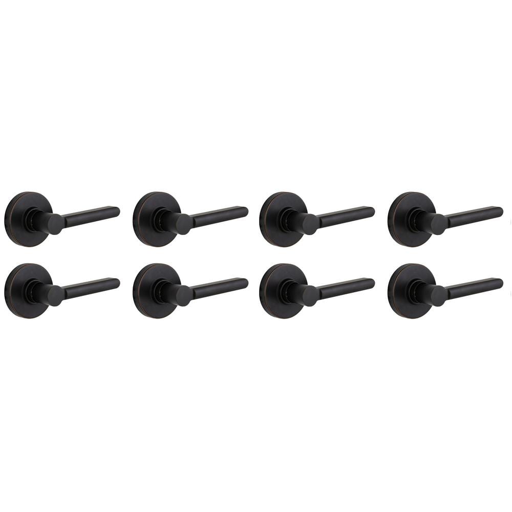 Tonebridge Aged Bronze Hall/Closet Door Lever with Round Rose 8-Pack