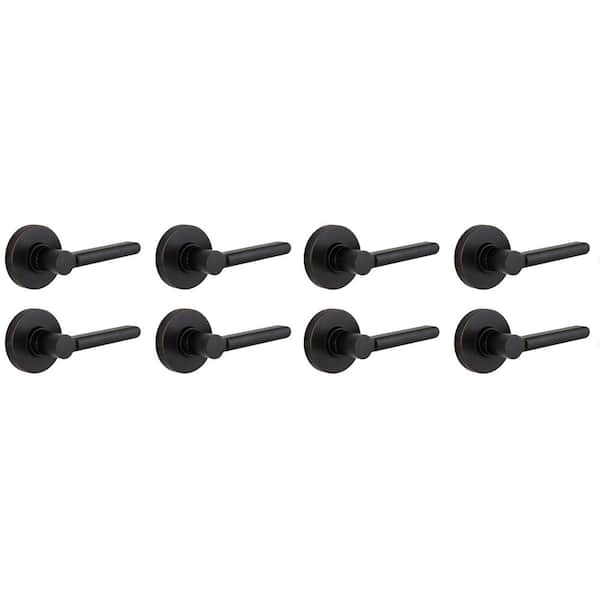 Tonebridge Aged Bronze Hall/Closet Door Lever with Round Rose 8-Pack