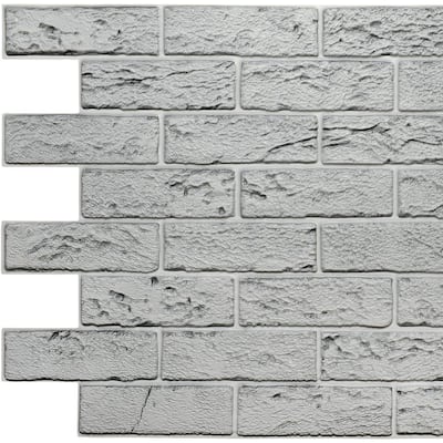 3D Falkirk Retro II 39 in. x 23 in. Grey Faux Bricks PVC Wall Panel (10-Pack)