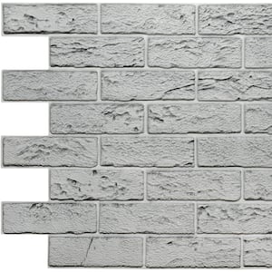 3D Falkirk Retro II 39 in. x 23 in. Grey Faux Bricks PVC Wall Panel (5-Pack)